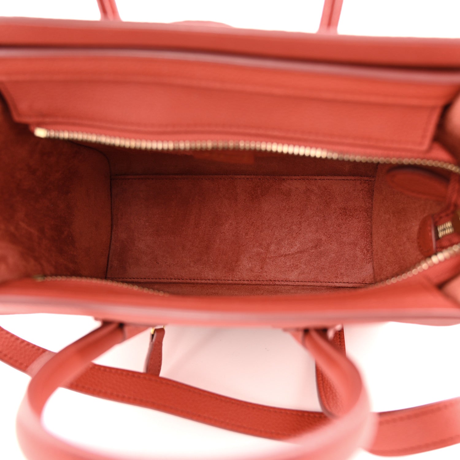 Celine Drummed Calfskin Nano Luggage Terracotta 5 of 11