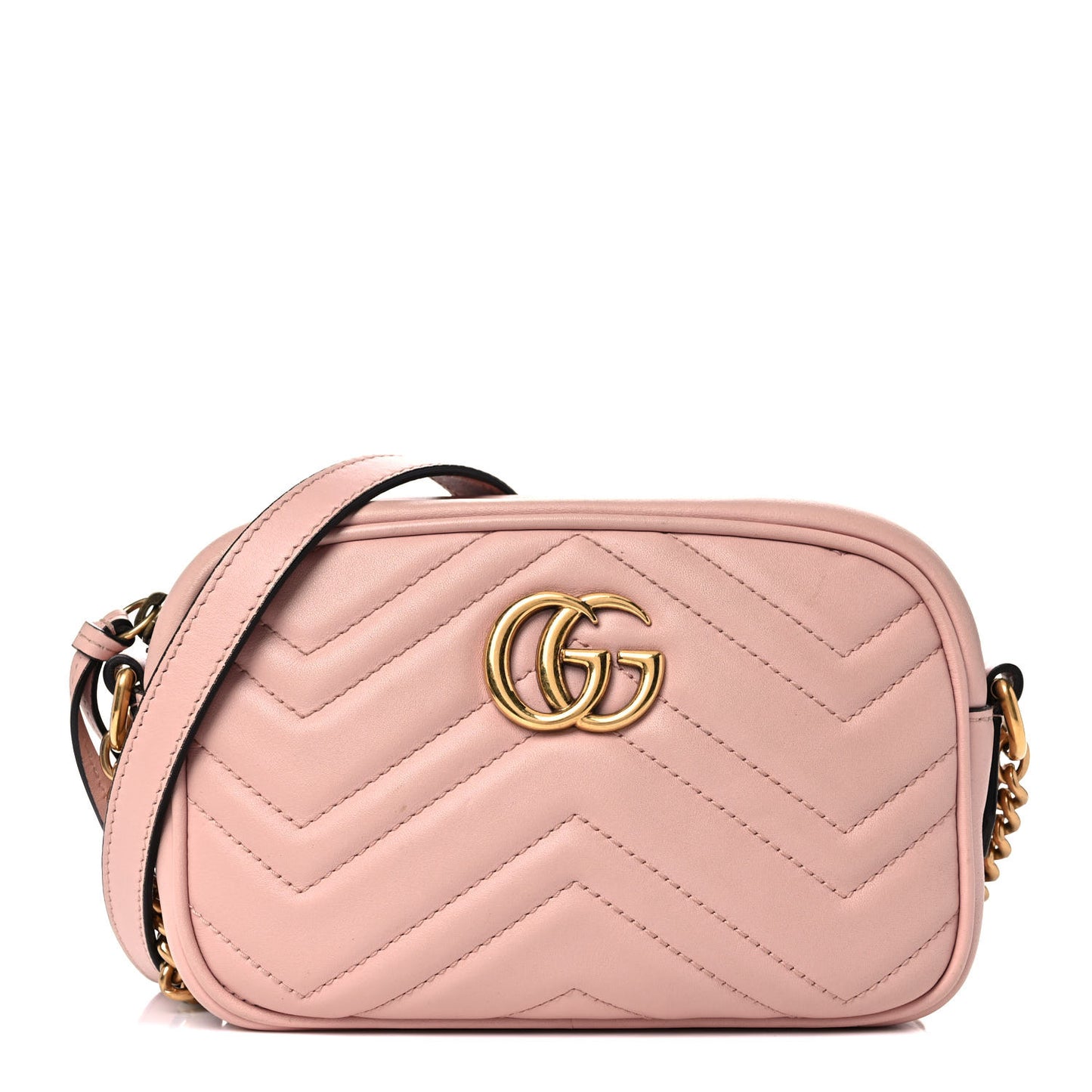 Calfskin Matelasse Mini GG Marmont Chain Shoulder Bag Perfect Pink
