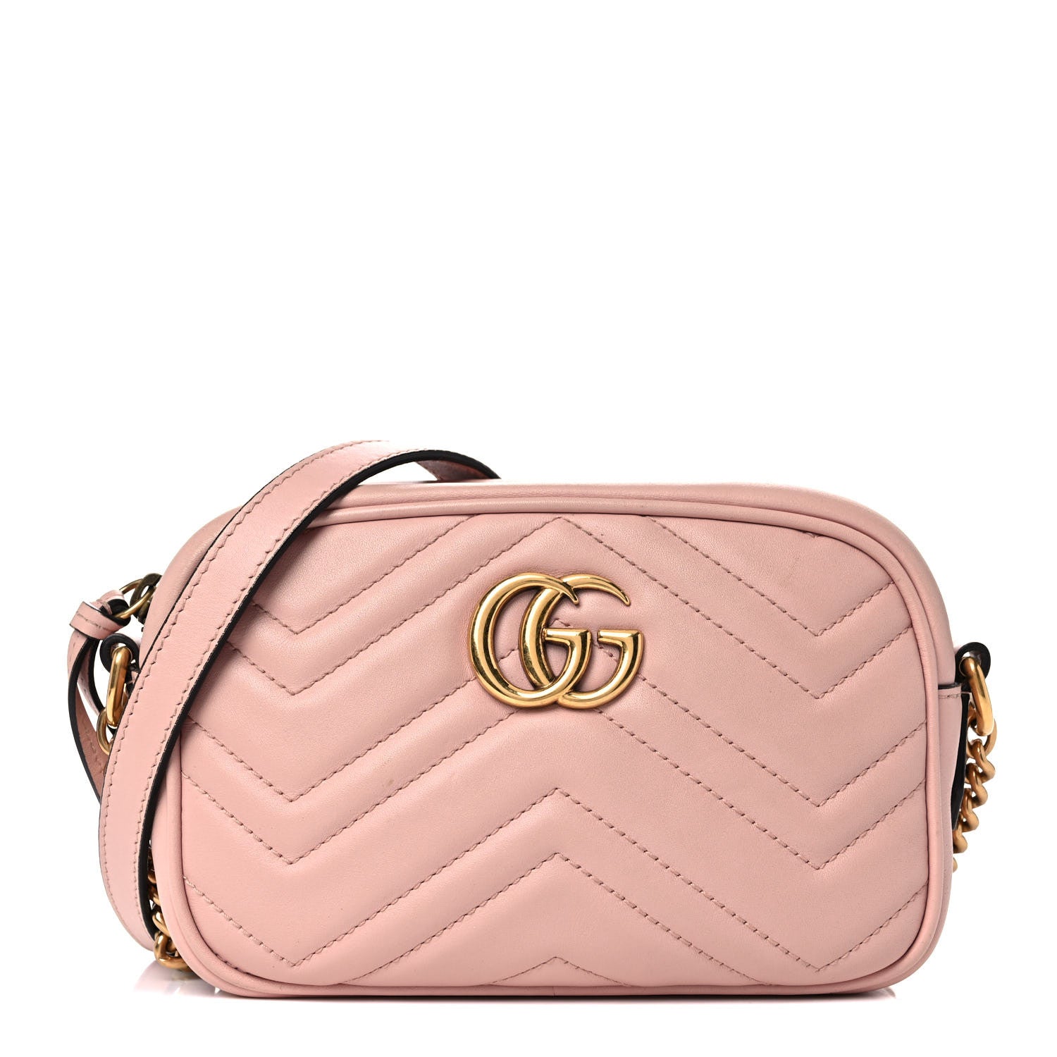 Gucci Calfskin Matelasse Mini GG Marmont Chain Shoulder Bag Perfect Pink 1 of 19