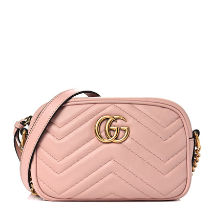 Gucci Calfskin Matelasse Mini GG Marmont Chain Shoulder Bag Perfect Pink 1 of 19