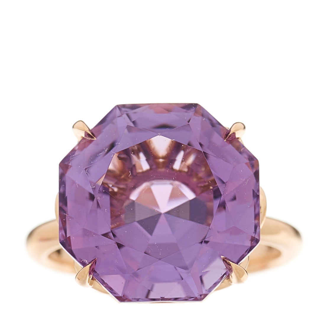 Tiffany 18K Rose Gold Amethyst Octagonal Sparklers Ring 48 4.25 1 of 5