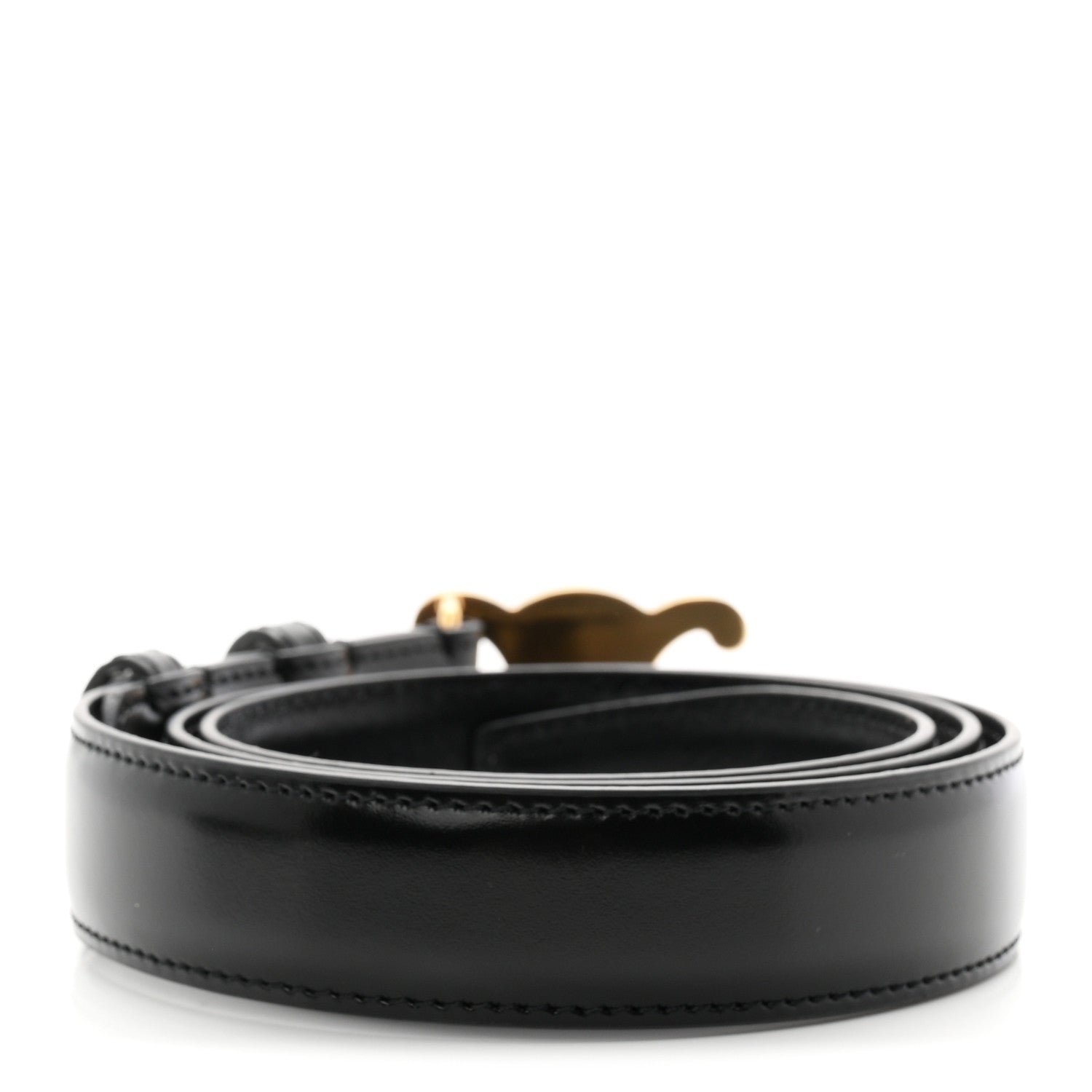 Celine Box Calfskin Medium 25mm Triomphe 80 32 Belt Black 2 of 6