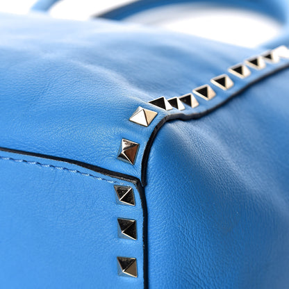 Valentino Garavani Vitello Rockstud Double Handle Tote Blue Fluo 11 of 14