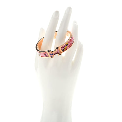 Hermes Enamel Printed Narrow Panoplie Equestre Clic H Bracelet PM Pink Delirium 2 of 4