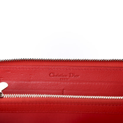 Christian Dior Patent Cannage Lady Dior Continental Zip Wallet Red 6 of 6