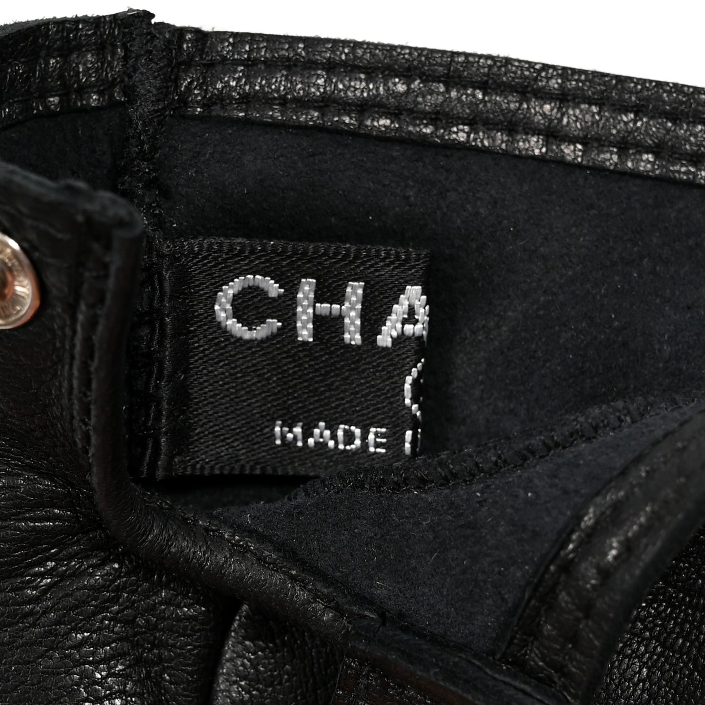 Lambskin Perforated Fingerless CC Gloves 7.5 Black