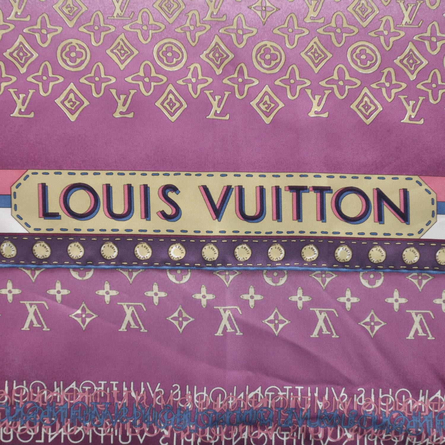 Louis Vuitton Silk Monogram Map Square Scarf Cassis 5 of 11