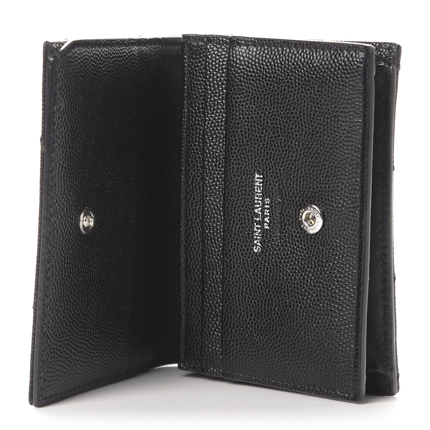Saint Laurent Grain De Poudre Matelasse Chevron Monogram Card Case Black 5 of 11