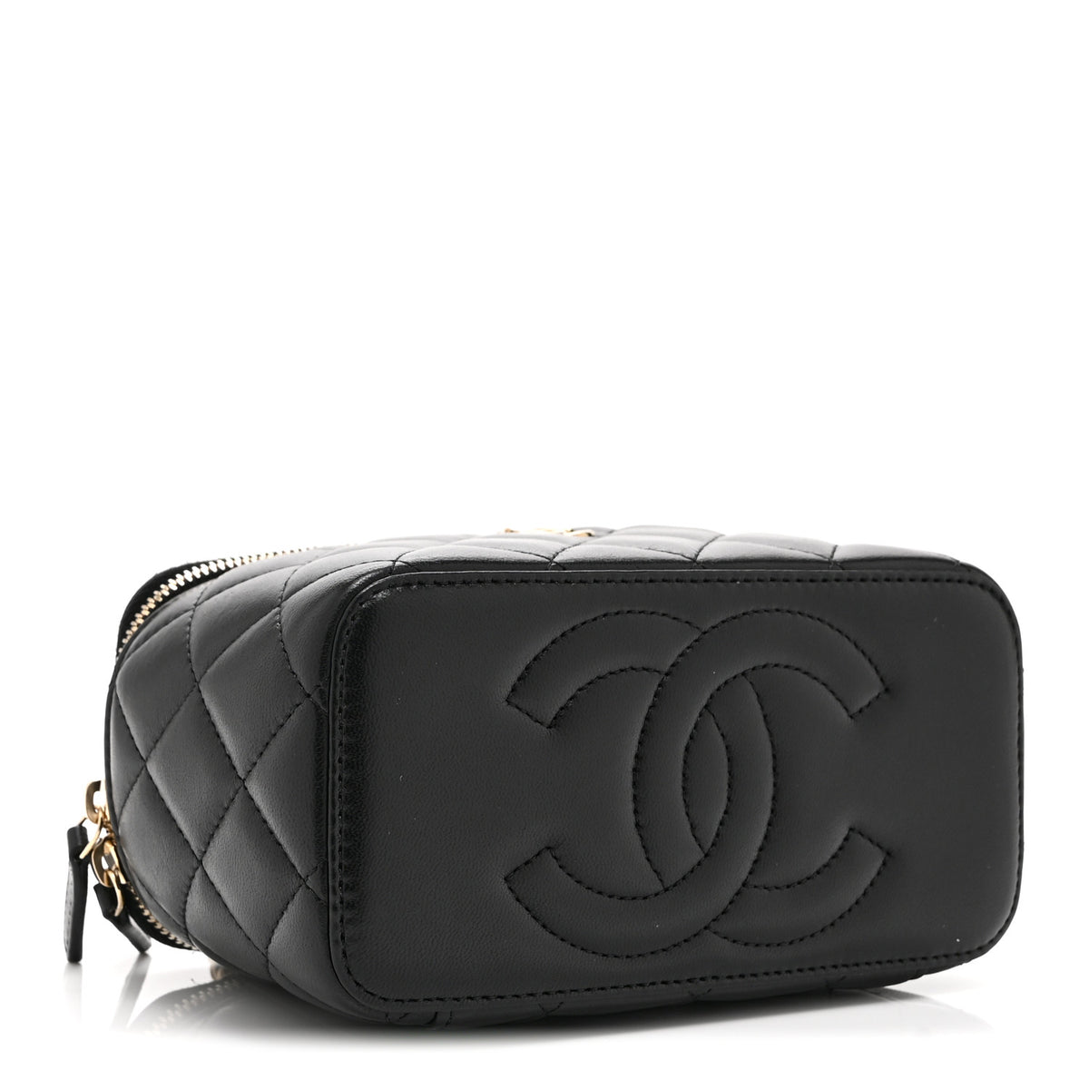 Chanel Lambskin Quilted Trendy Small Top Handle Vanity Case With Chain Black 4 of 12