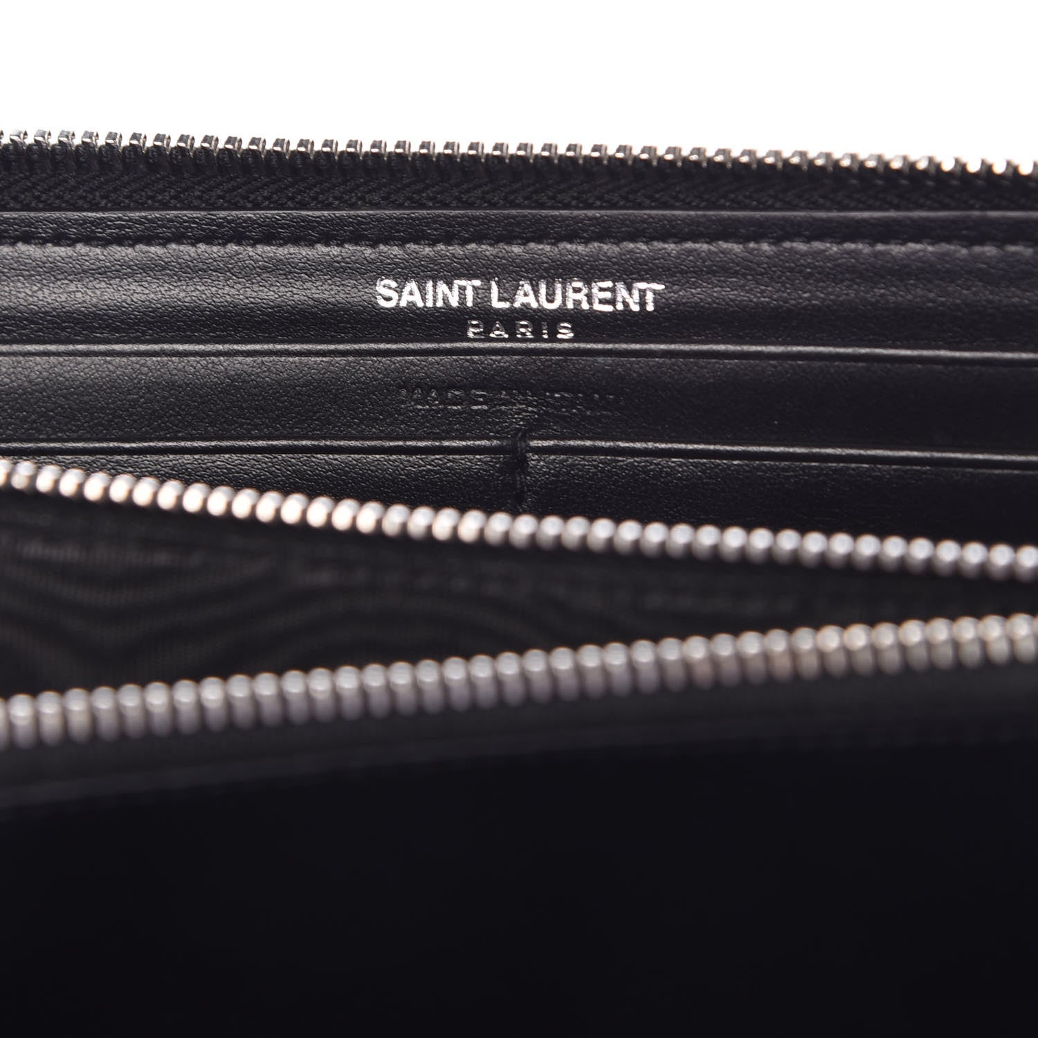 Saint Laurent Calfskin Crocodile Embossed Monogram Zip Around Wallet Black 6 of 8
