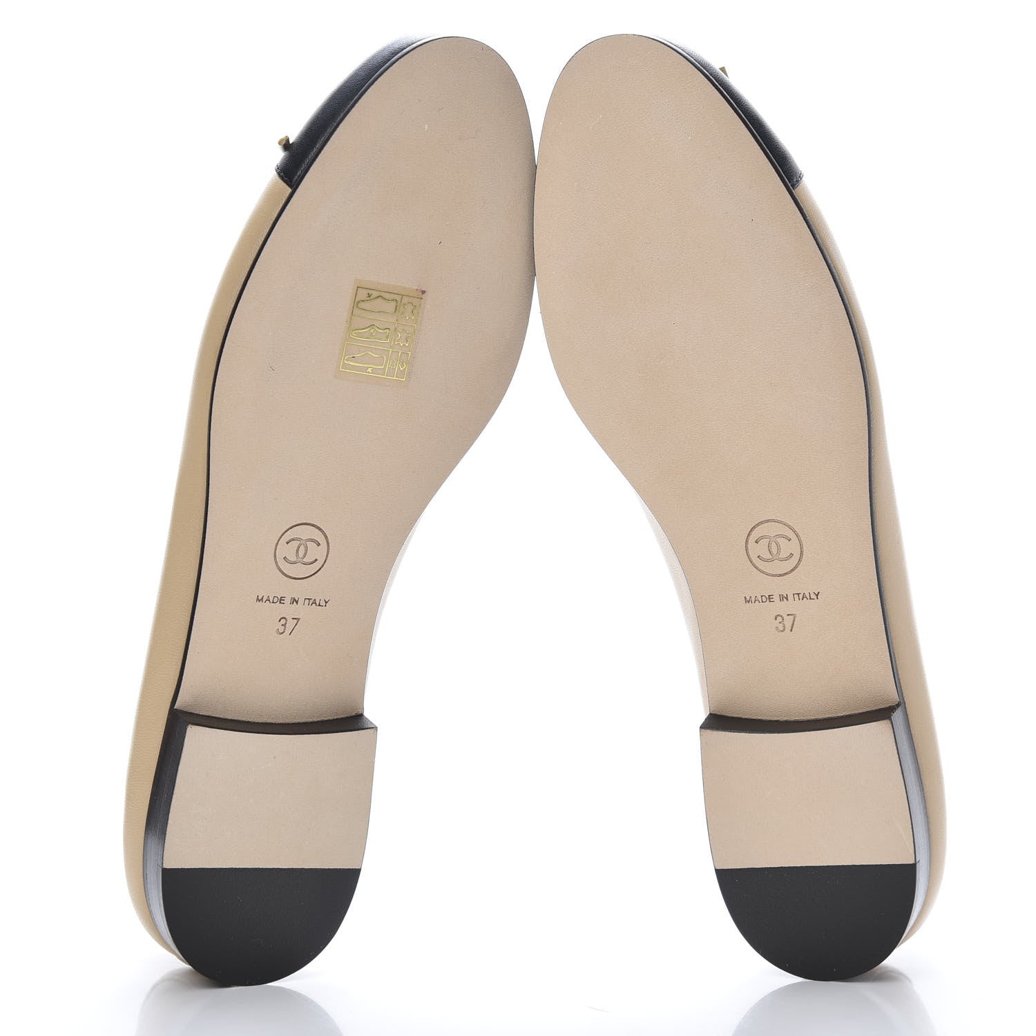 Chanel Lambskin CC Cap Toe Ballerina Flats 37 Beige Black 5 of 9