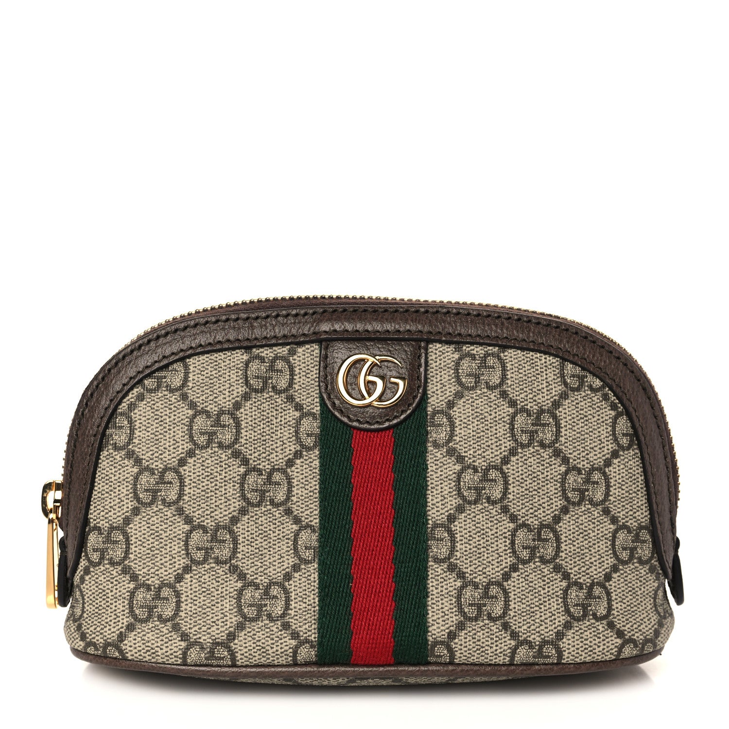 Gucci GG Supreme Monogram Textured Calfskin Web Medium Ophidia Cosmetic Case Beige Ebony New Acero 1 of 7