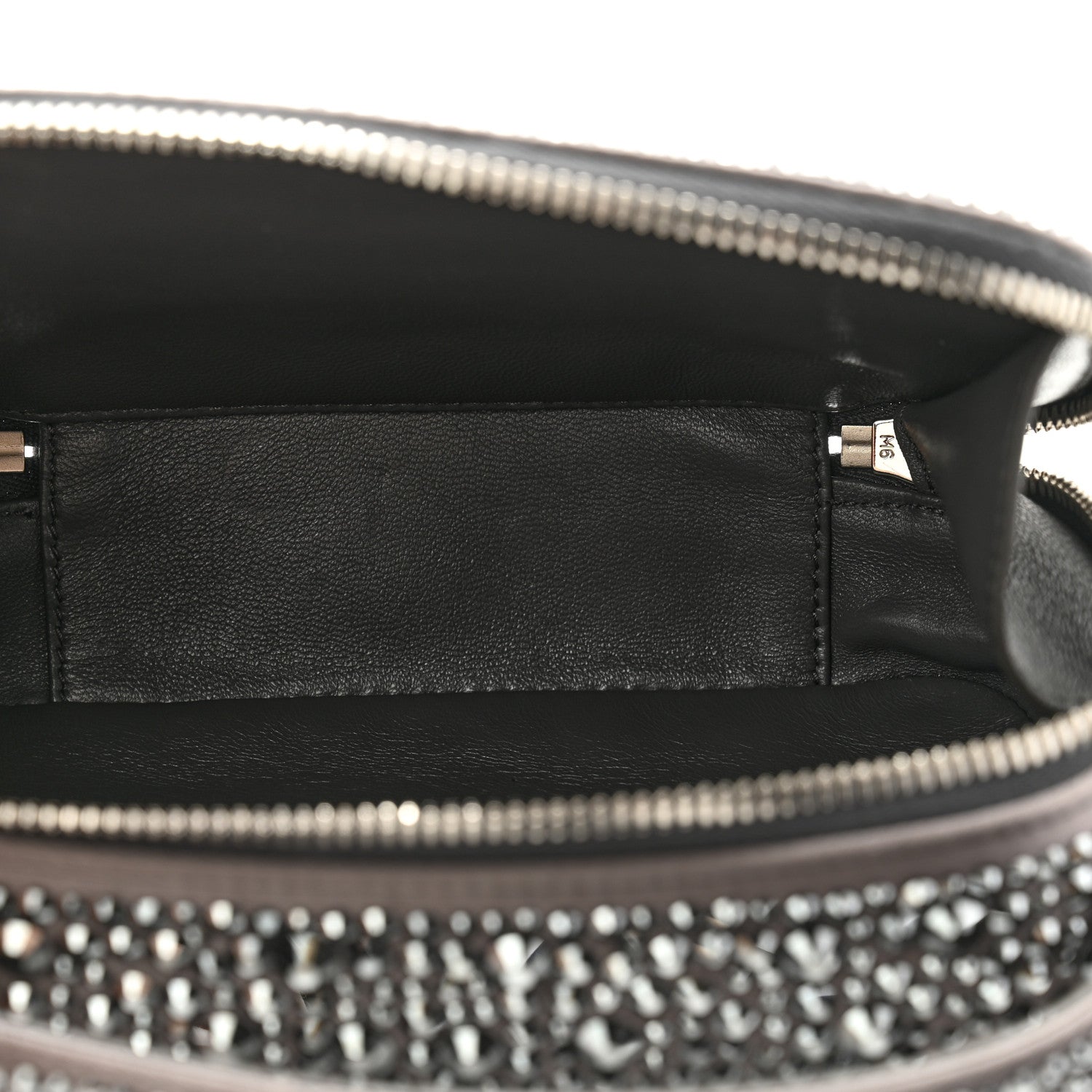Prada Satin Crystal Metal Triangle Logo Odette Crossbody Fumo 5 of 10