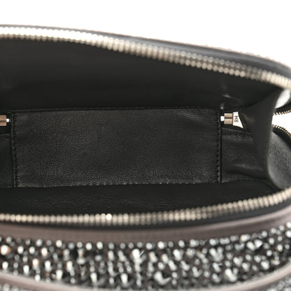 Prada Satin Crystal Metal Triangle Logo Odette Crossbody Fumo 5 of 10