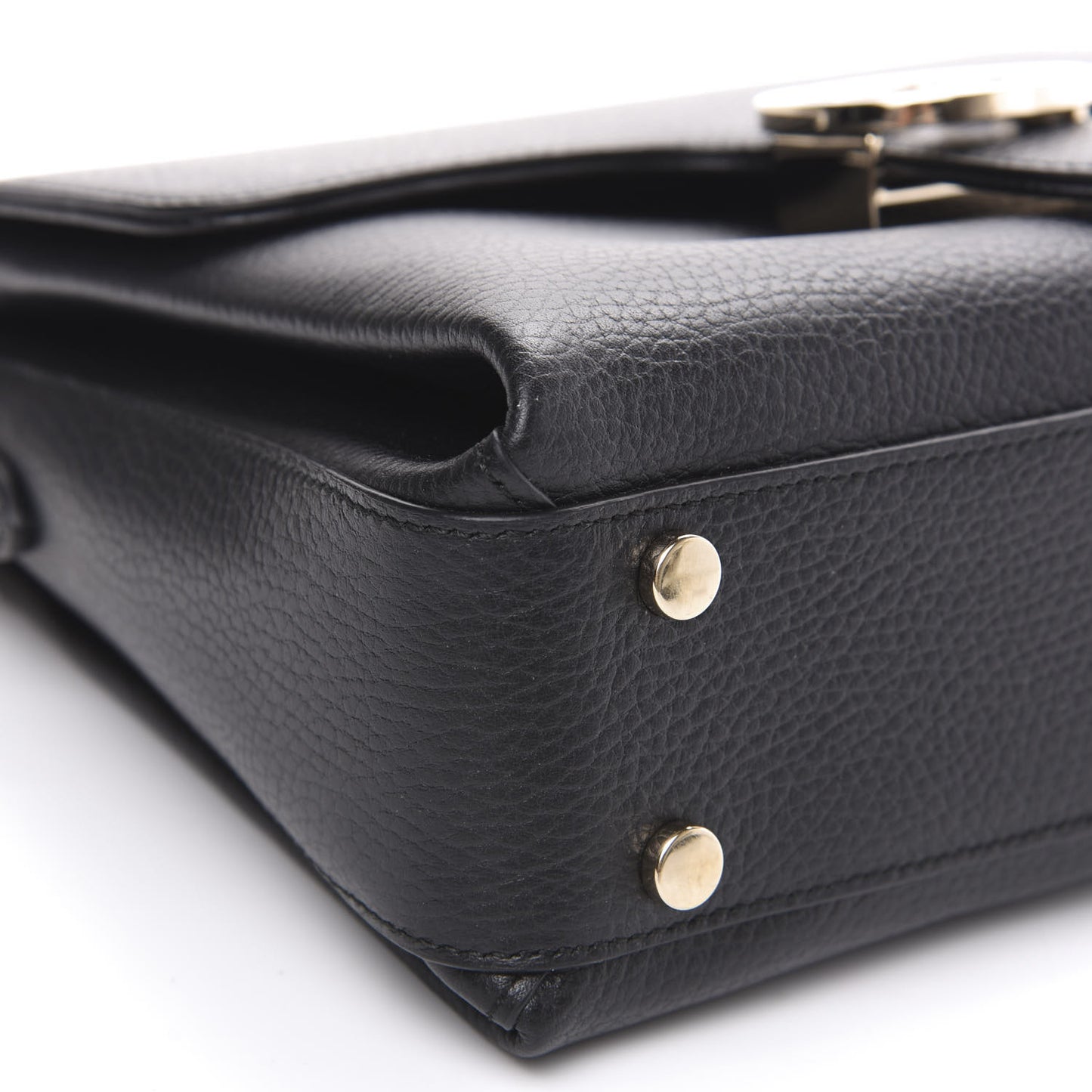 Dollar Calfskin Interlocking G Top Handle Shoulder Bag Black