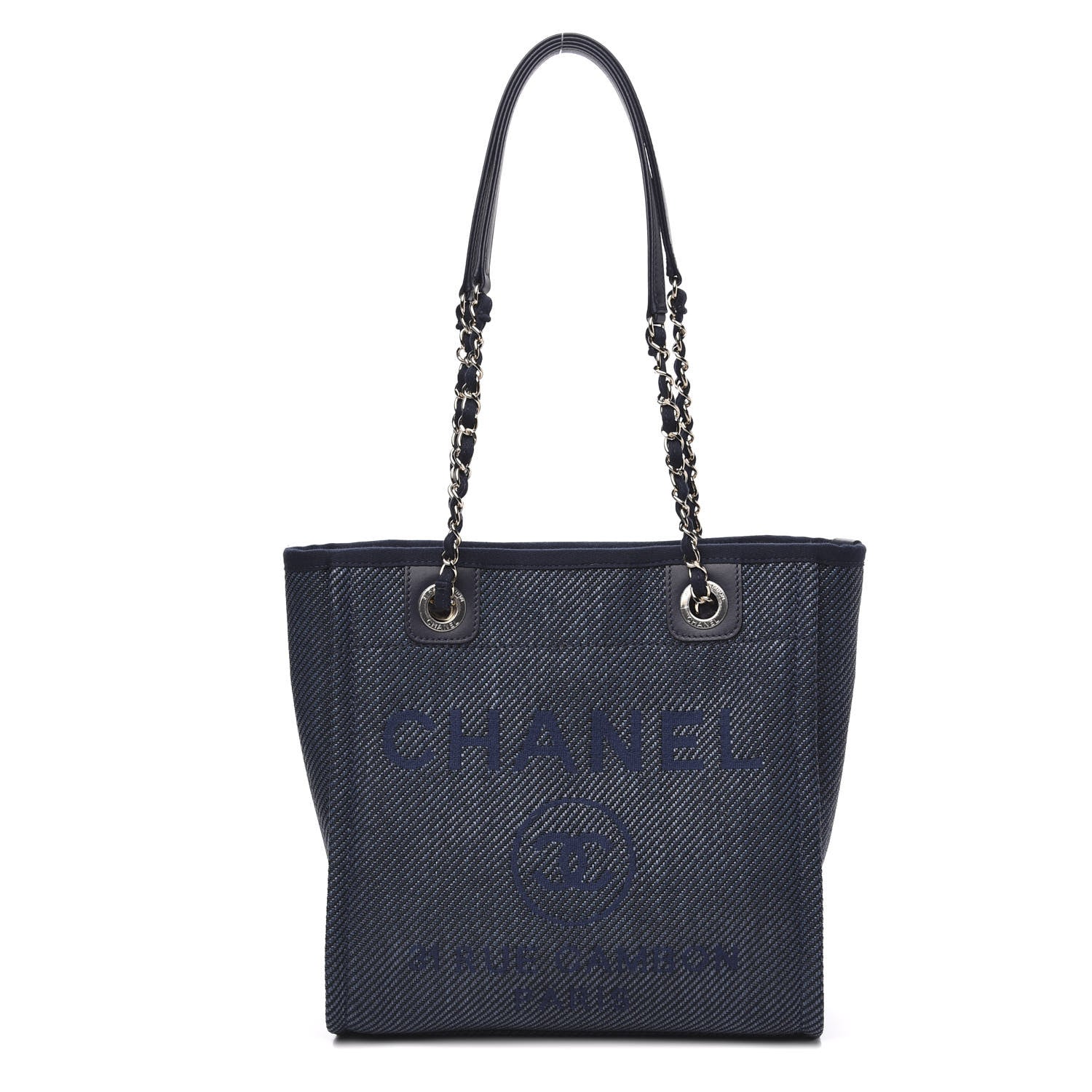 Chanel Canvas Mini Deauville Tote Navy Blue 1 of 11