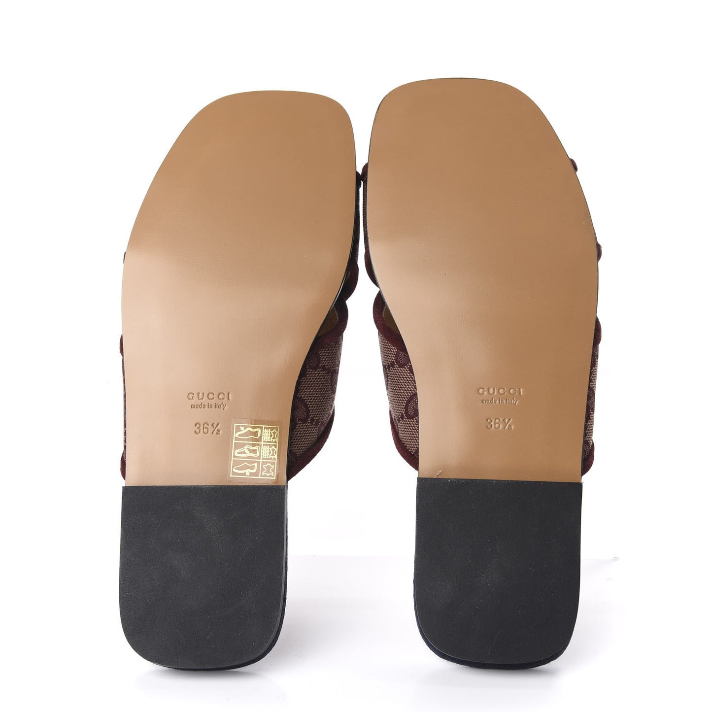 Canvas GG Monogram Womens Criss Cross Slide Sandals 36.5 Sahara Rubino Chardonnay