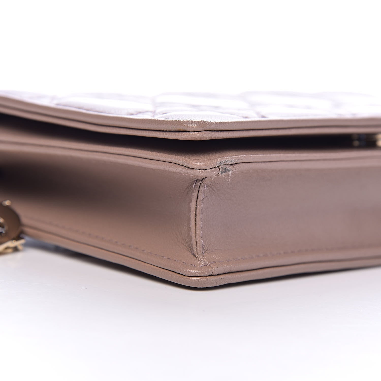 Christian Dior Lambskin Cannage Lady Dior Chain Wallet Dark Beige 8 of 11