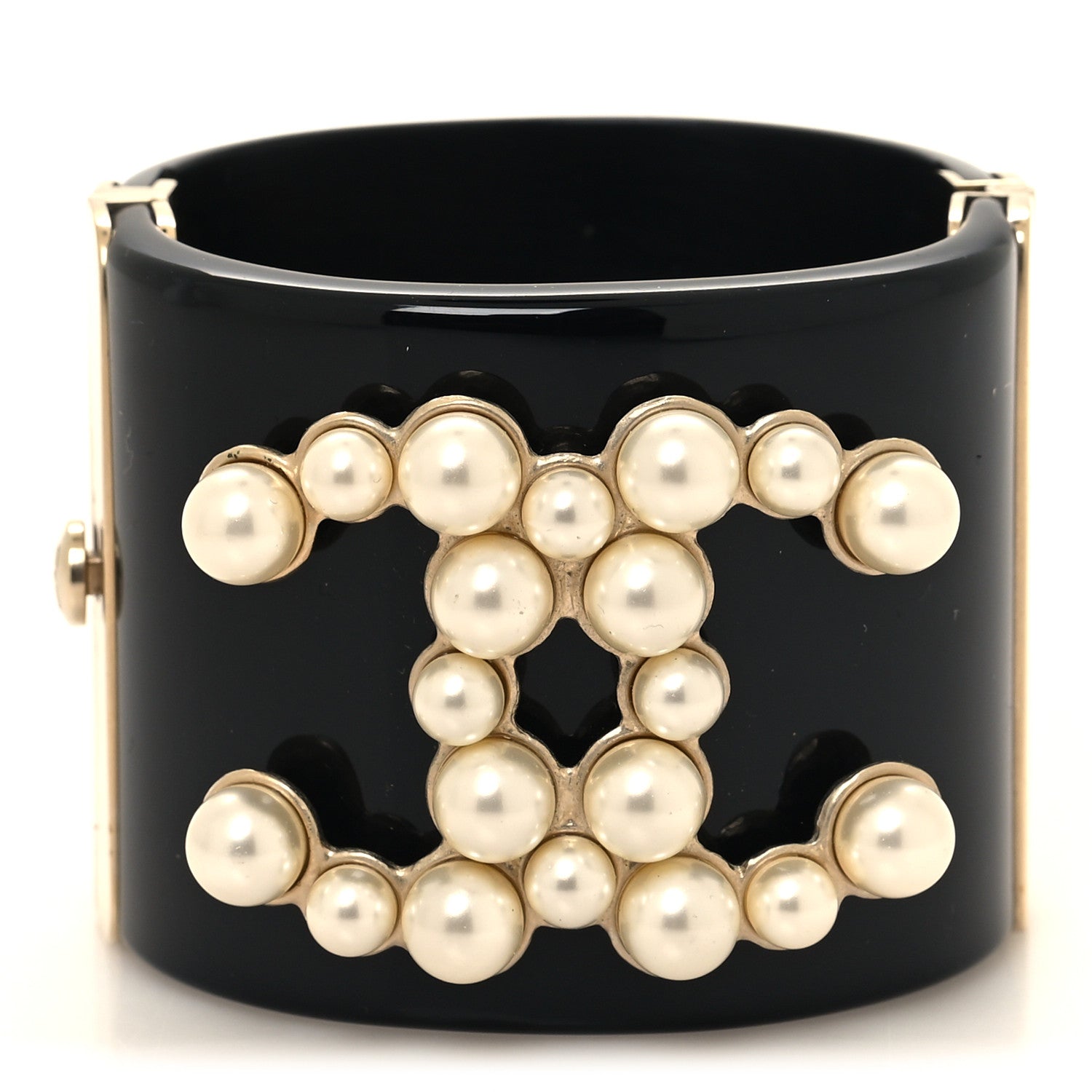 Chanel Resin Pearl CC Cuff Black 1 of 5