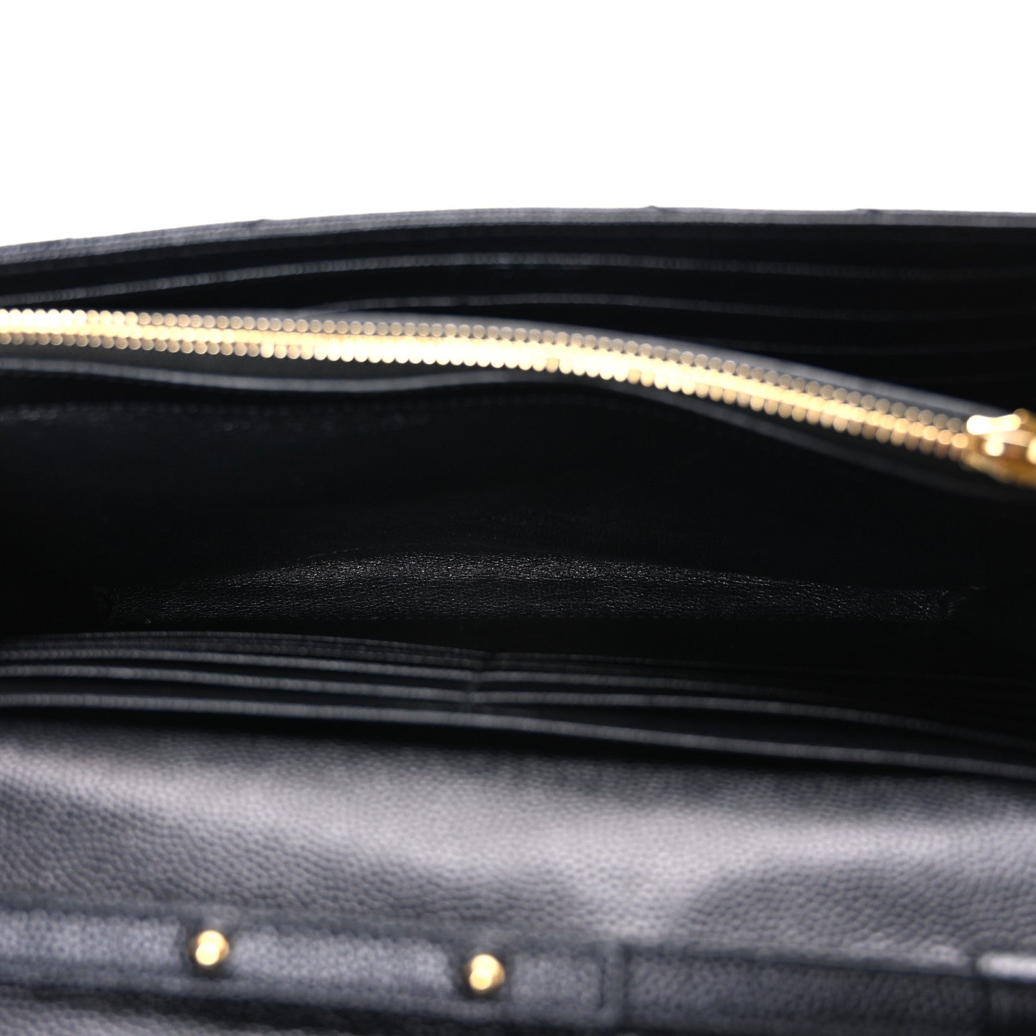 Saint Laurent Grain De Poudre Matelasse Chevron Monogram Chain Wallet Black 5 of 11