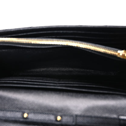 Saint Laurent Grain De Poudre Matelasse Chevron Monogram Chain Wallet Black 5 of 11