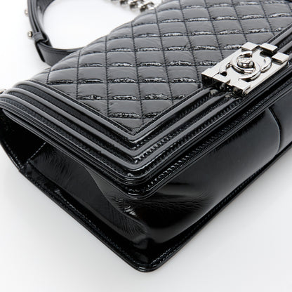 Chanel Distressed Patent Quilted Medium Boy Flap Black 9 of 10