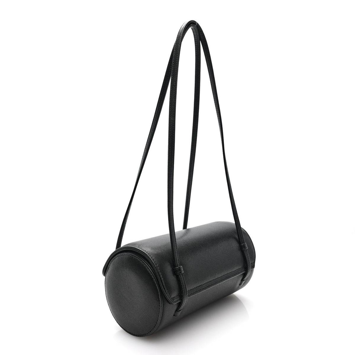 Shiny Caviar Preppy Coco Small Bowling Bag Black