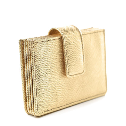 Prada Saffiano Metal Accordion Card Case Platino 3 of 8
