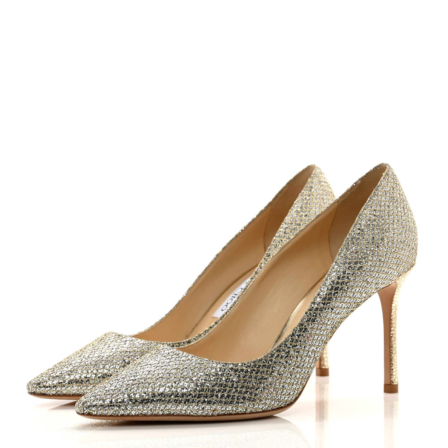 Jimmy Choo Glitter Fabric Romy 85 Pumps 40 Champagne 3 of 8