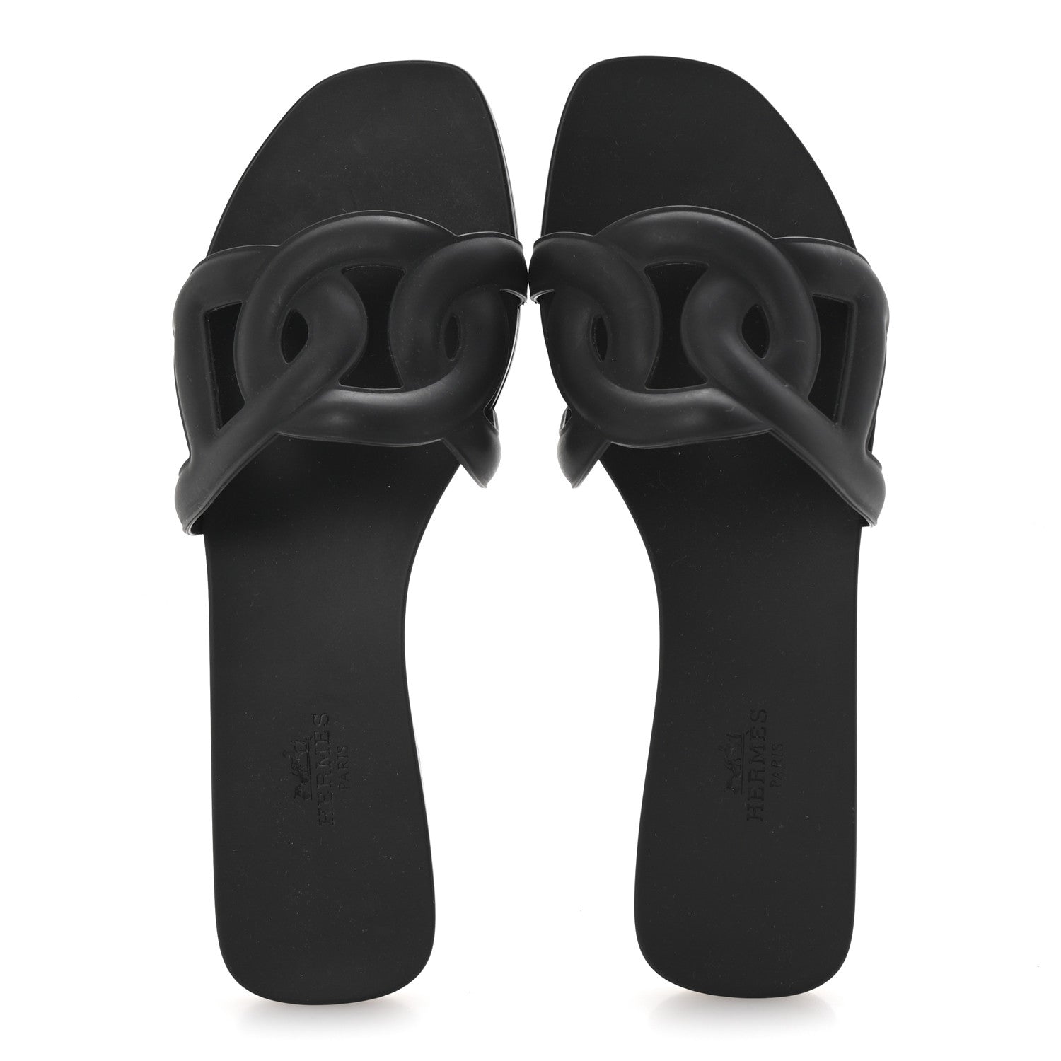 Hermes Rubber Aloha Sandals 39 Black 2 of 8