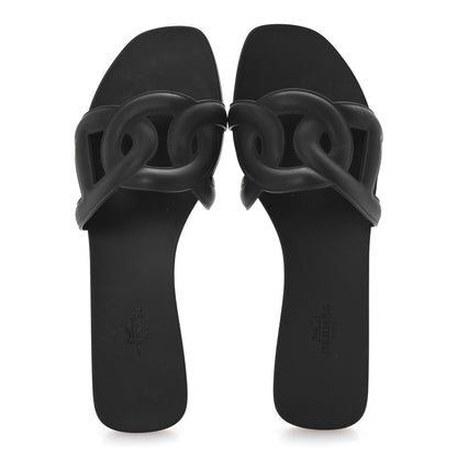 Hermes Rubber Aloha Sandals 39 Black 2 of 8