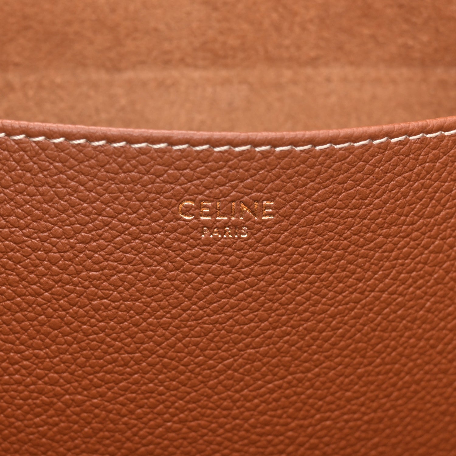 Celine Grained Calfskin Triomphe Medium Cabas Anais  Tan 6 of 11