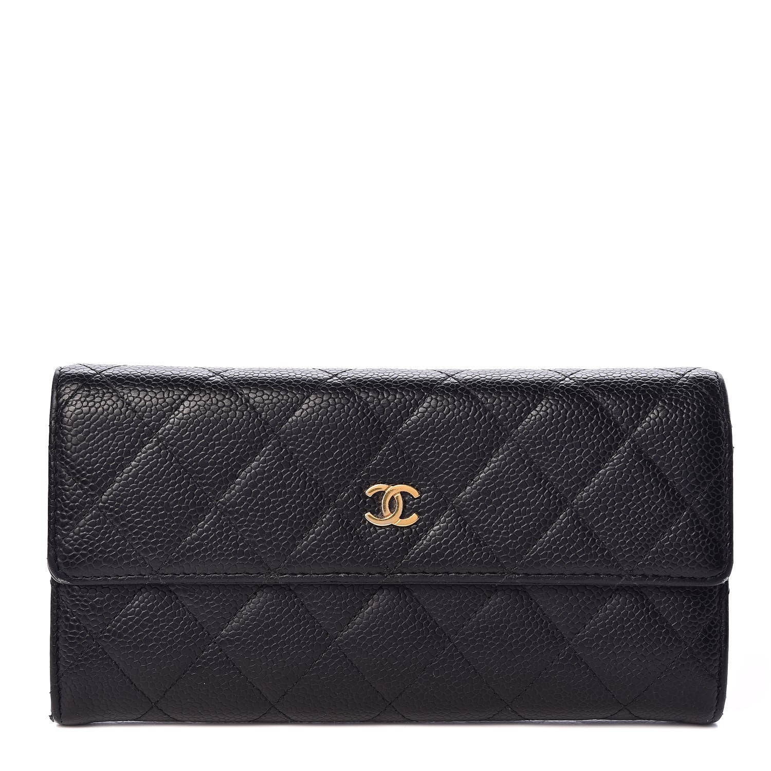 Chanel Caviar Quilted Large Gusset Flap Wallet Black 1 of 13