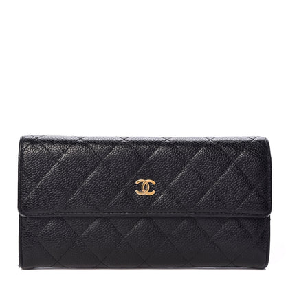 Chanel Caviar Quilted Large Gusset Flap Wallet Black 1 of 13