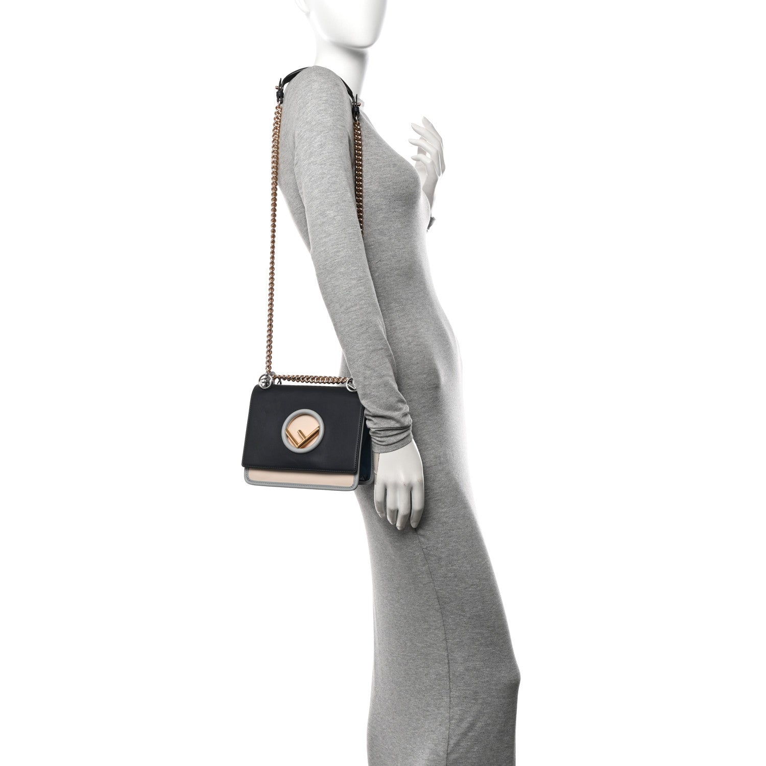 Fendi Vitello Century Opaco F is Fendi Small Kan I Shoulder Bag Blue Beige 2 of 12