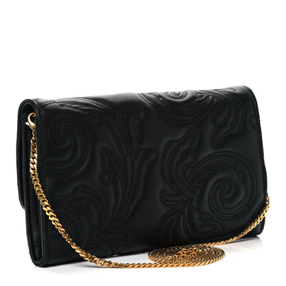 Versace Nappa Barocco Quilted Medusa Wallet On Chain Crossbody Black 3 of 9