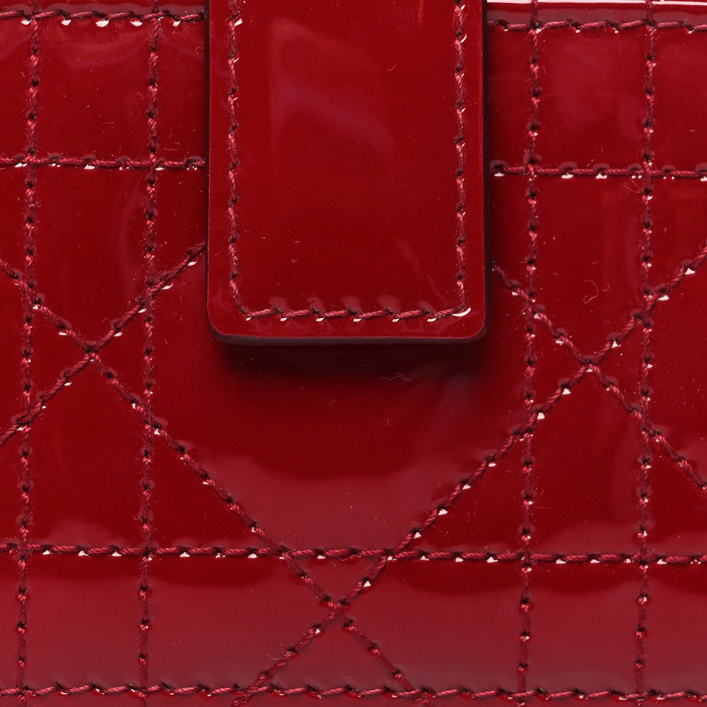 Patent Cannage Lady Dior 5-Gusset Card Holder Rouge Ceris