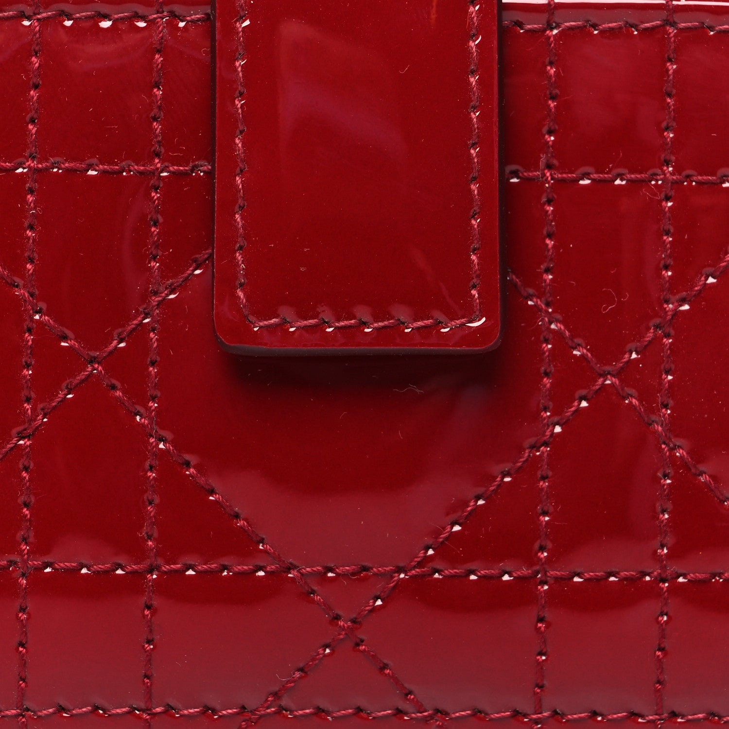 Christian Dior Patent Cannage Lady Dior 5-Gusset Card Holder Rouge Ceris 8 of 10