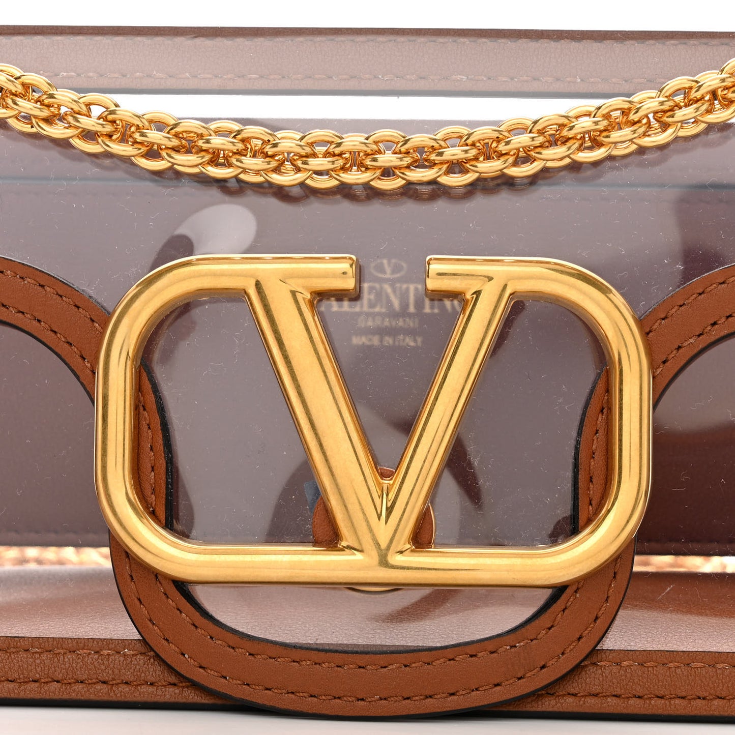 PVC Nappa Vlogo Loco Shoulder Bag Trasparente Selleria
