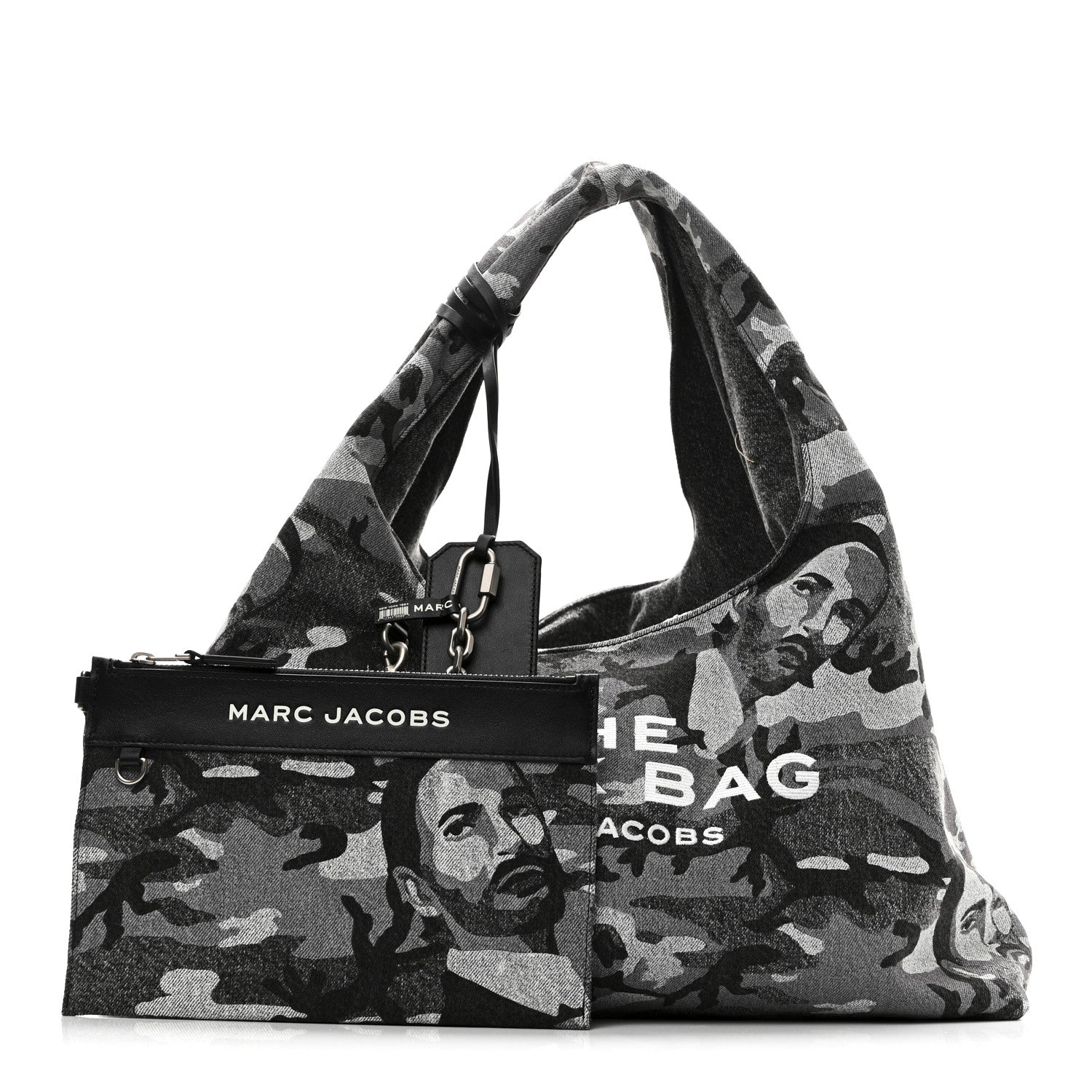 Marc Jacobs Denim Camo XL The Sack Bag Grey 3 of 10