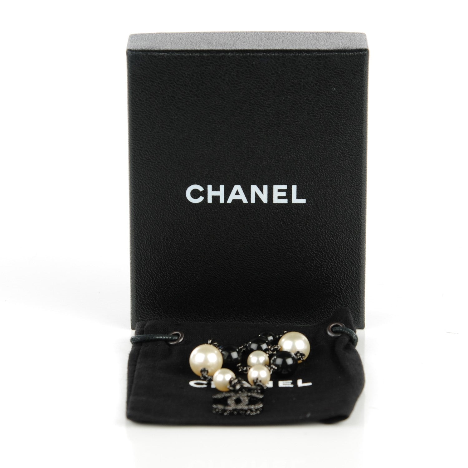 Chanel Pearl Beaded Camellia CC Bracelet Black 4 of 5
