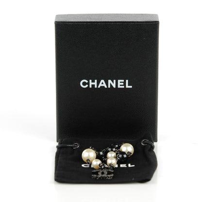 Chanel Pearl Beaded Camellia CC Bracelet Black 4 of 5