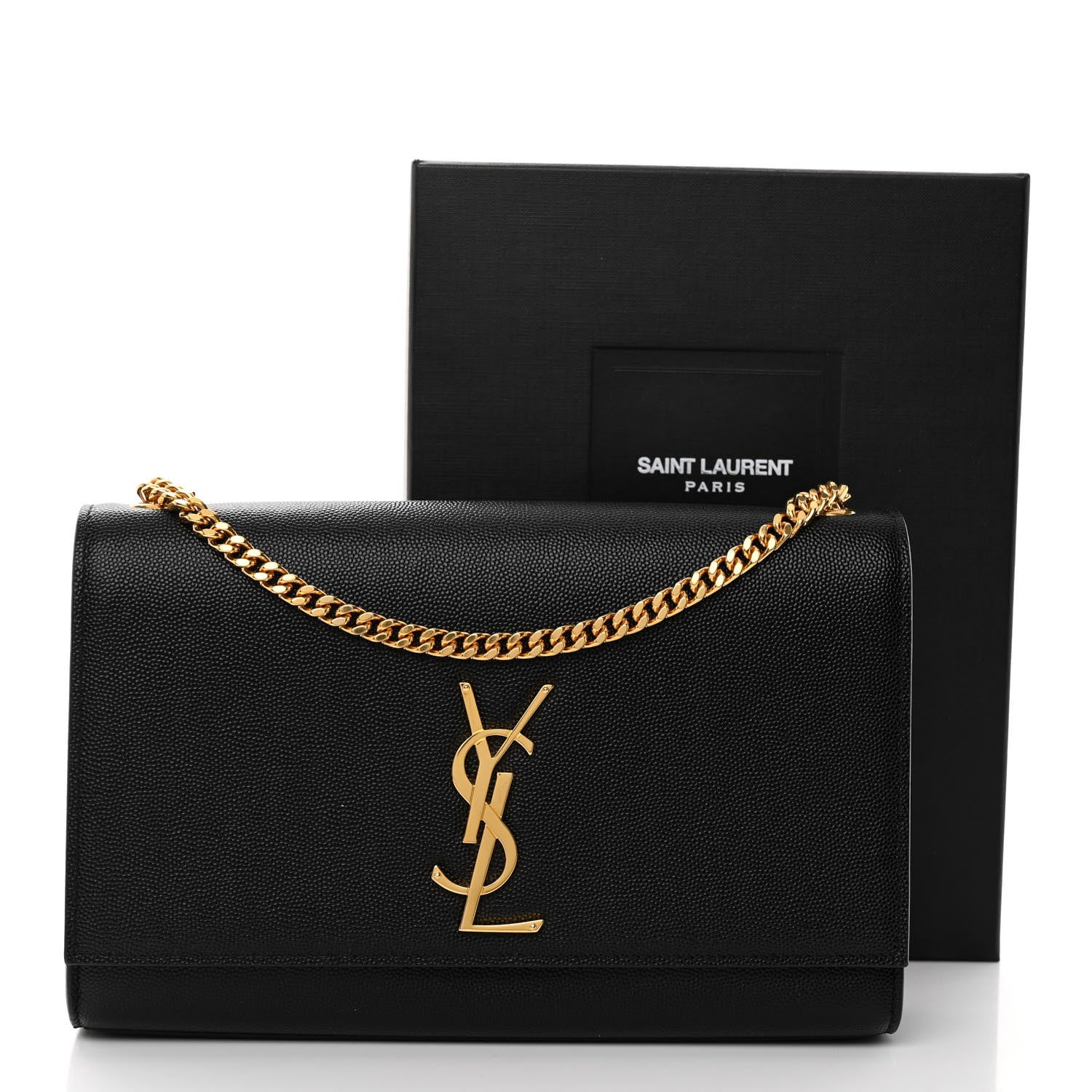 Saint Laurent Grain De Poudre Medium Classic Monogram Kate Satchel Black 10 of 10