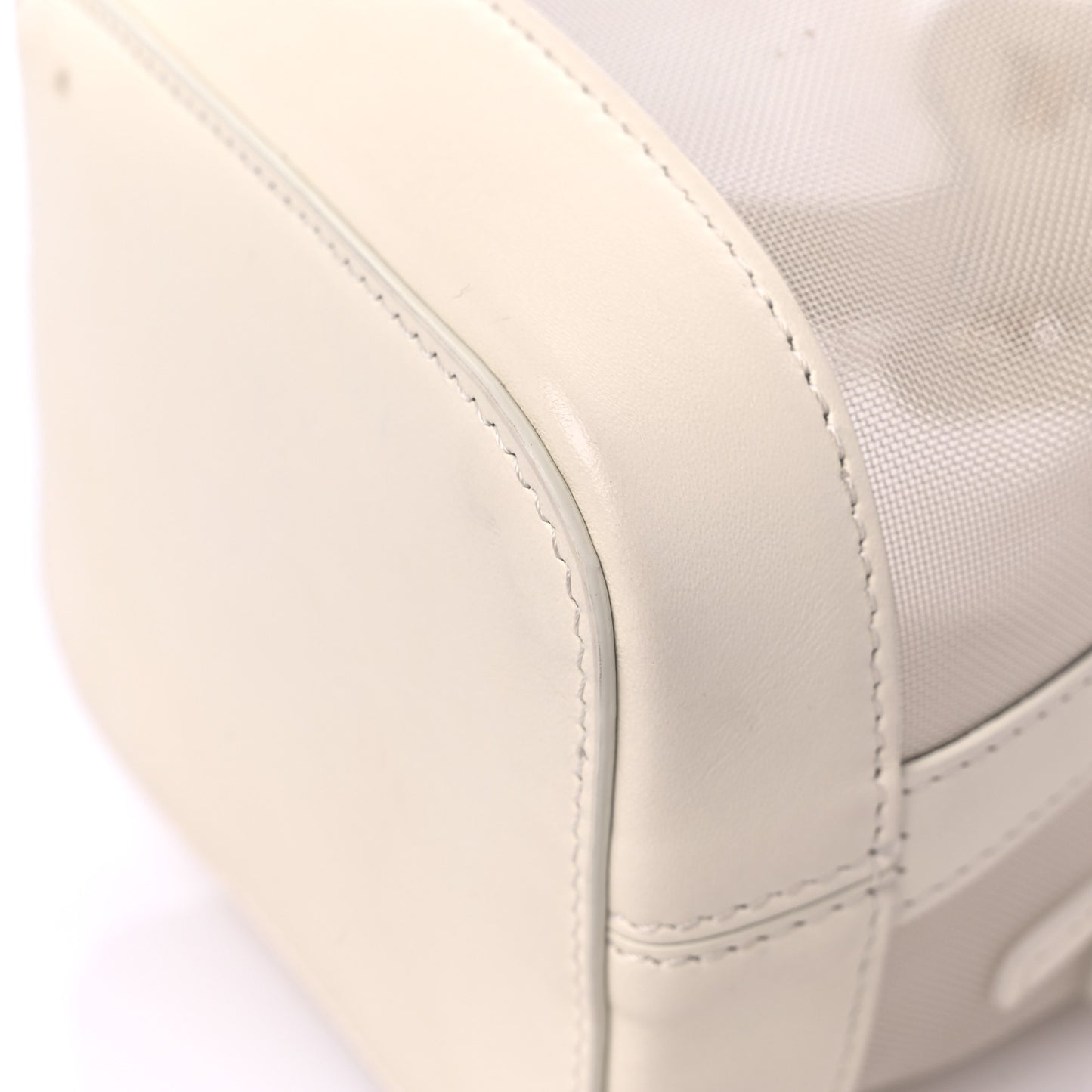 Mesh Vitello King F is Fendi Logo Embroidered Mini Mon Tresor Bucket Bag Sabbia White Ice