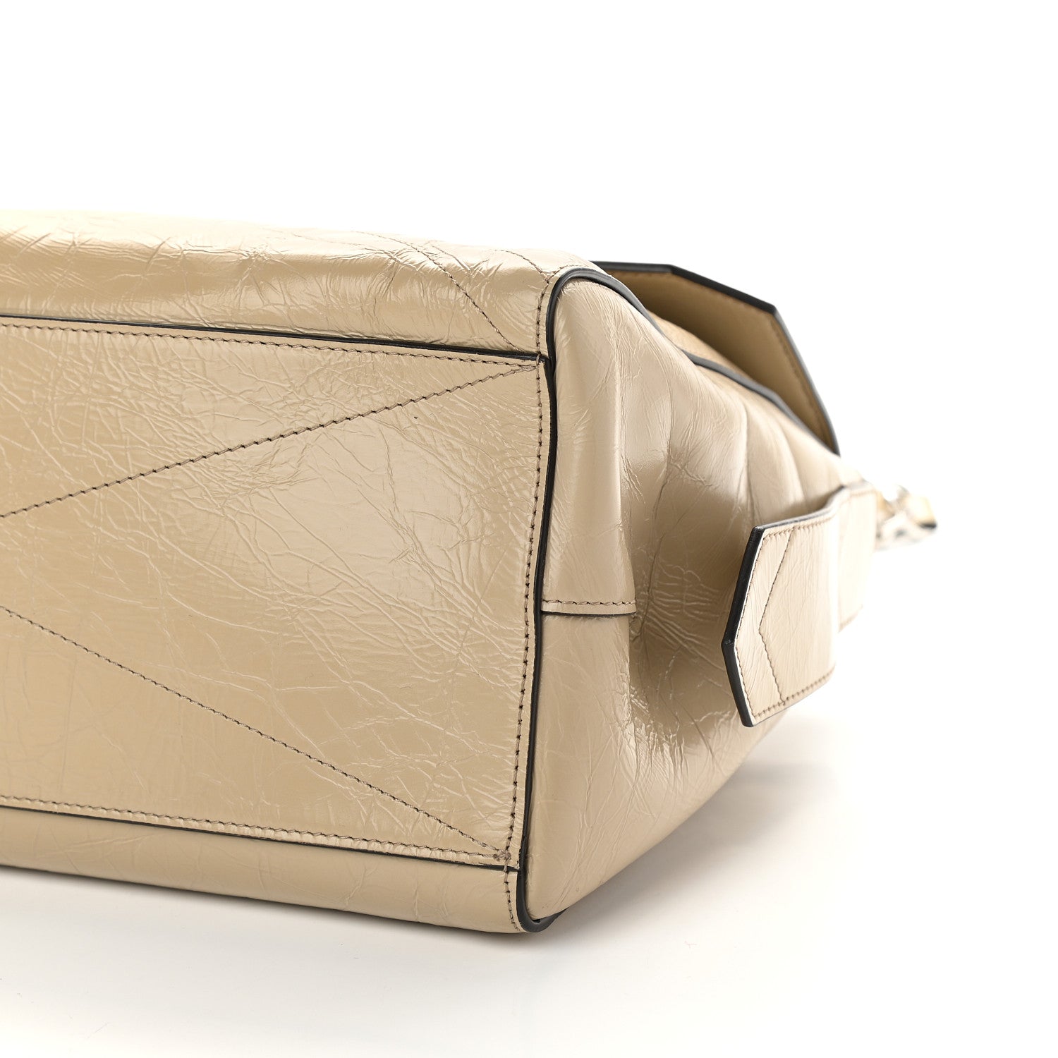 Givenchy Creased Patent Calfskin Medium ID Flap Beige 8 of 11