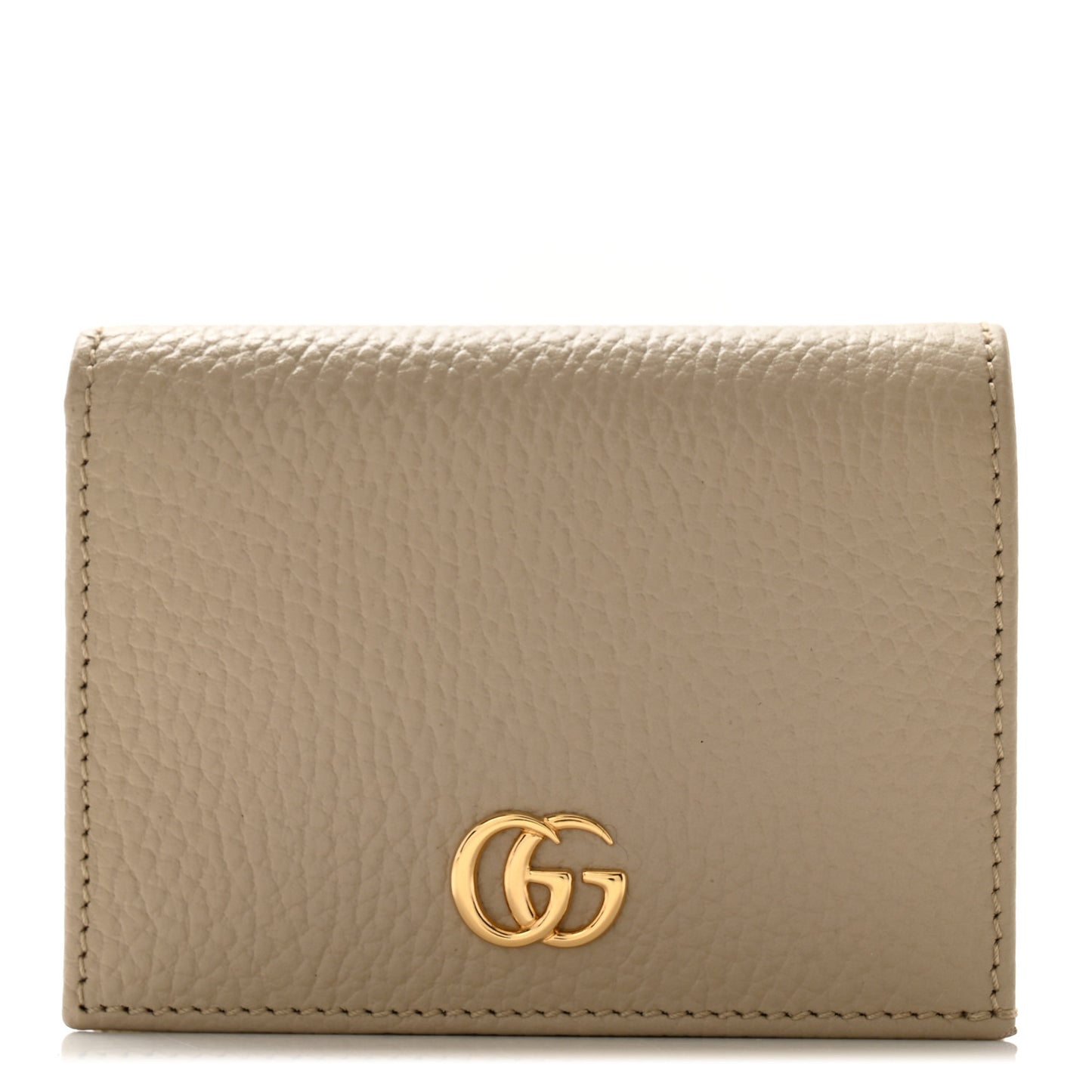 Dollar Calfskin Bi- Color GG Marmont Card Case Oatmeal Banana