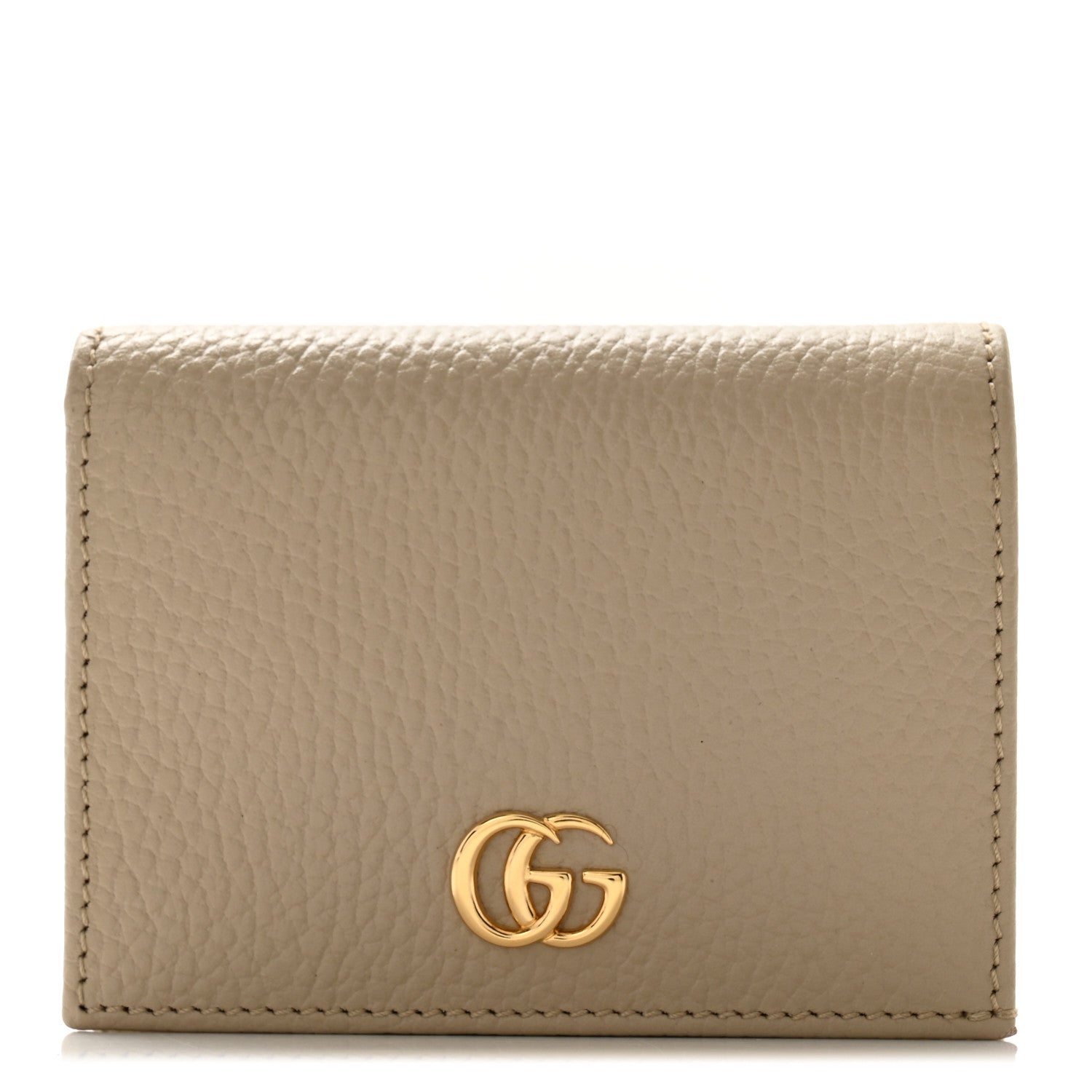 Gucci Dollar Calfskin Bi- Color GG Marmont Card Case Oatmeal Banana 1 of 7