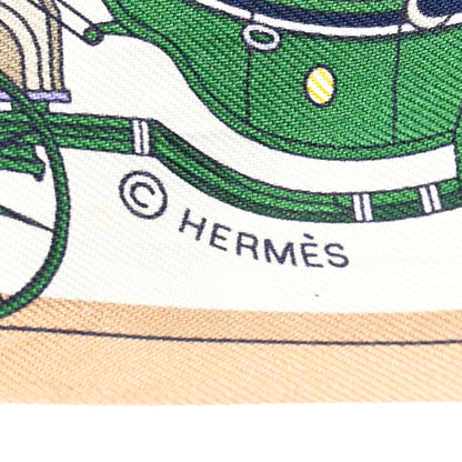 Hermes Silk Les Voitures Nouvelles Twilly Bleu Beige Rouge H 3 of 4
