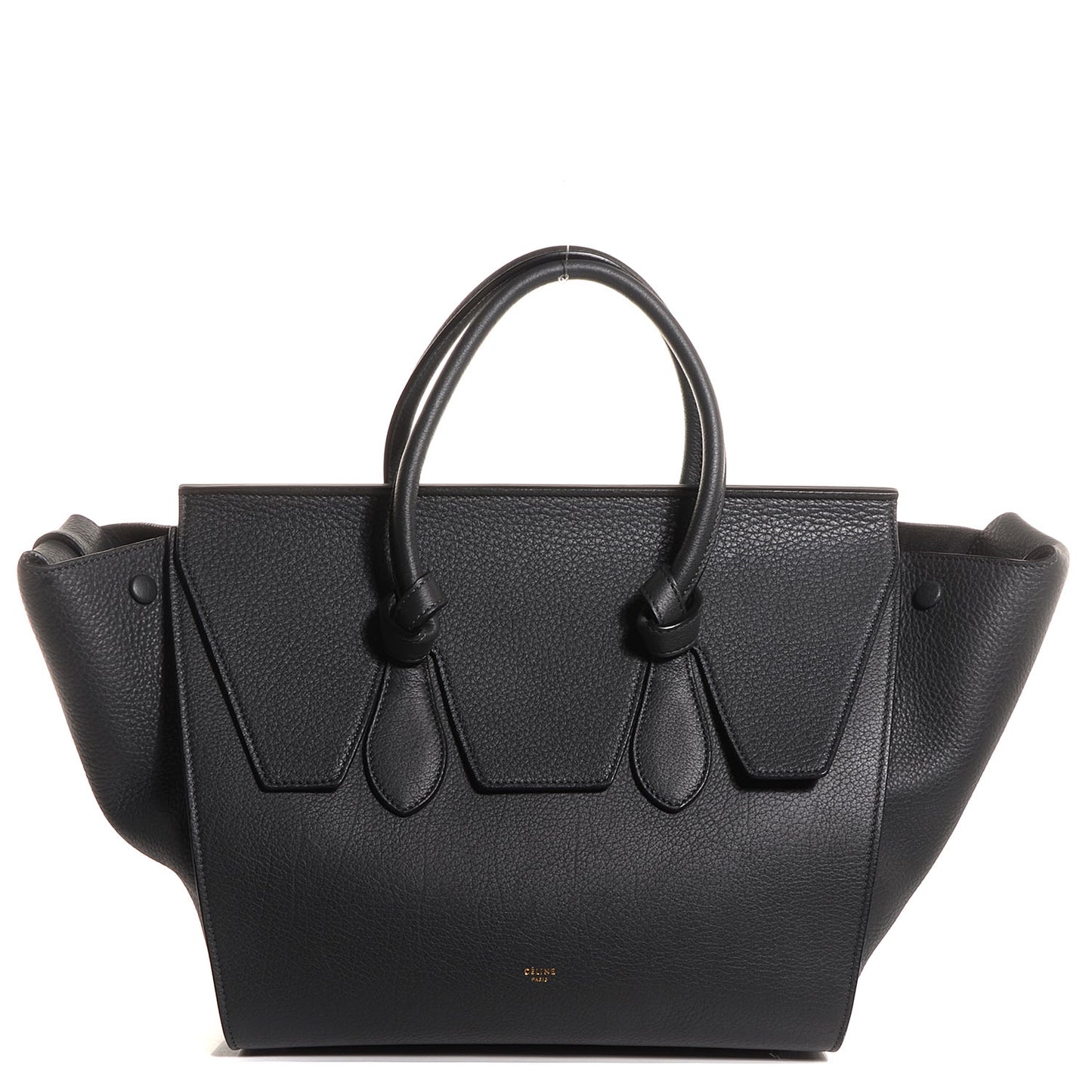 Grained Calfskin Tie Knot Small Tote Anthracite