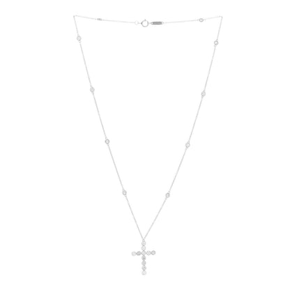 Tiffany Platinum Diamond Small Jazz Cross Pendant Necklace 3 of 5